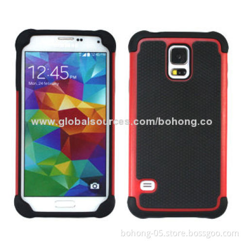 2-in-1 Cases for Samsung S5, PC + TPU + Silicone, Various Colors Available